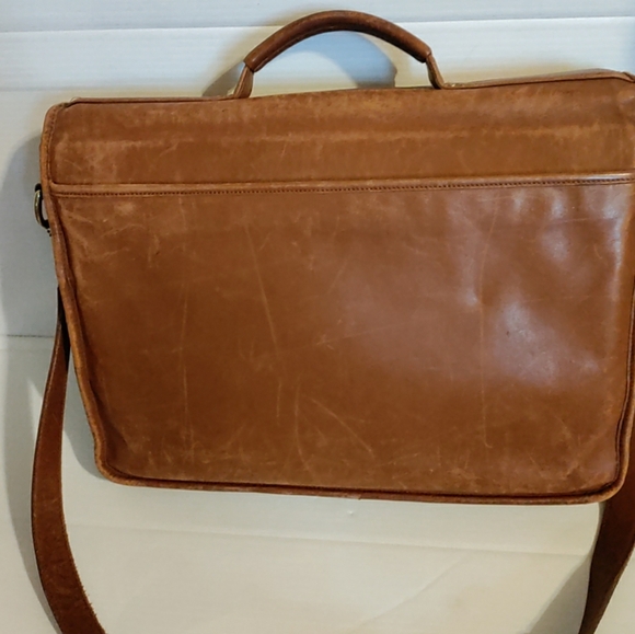 VINTAGE COACH TANNED COWHIDE LEATHER LAP-TOP BRIEFCASE /BUSINESS SHOULDER BAG - Picture 3 of 13